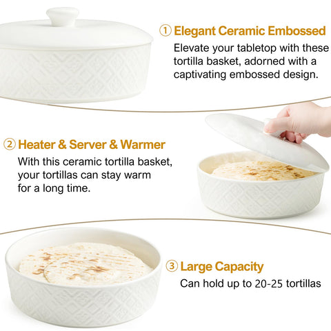 missyssim porta-tortillas porcelana diametro 6-8 pulgadas, ajuste cómodo para burritos