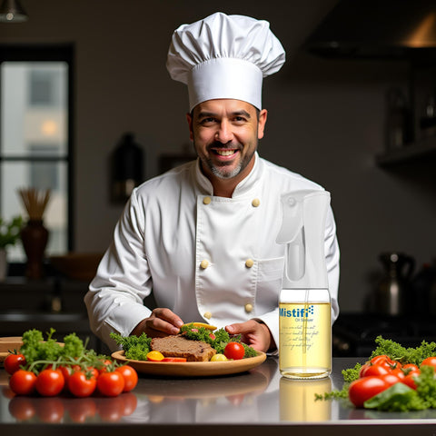 Mistifi neblina finísima para cobertura uniforme al cocinar con aceite.