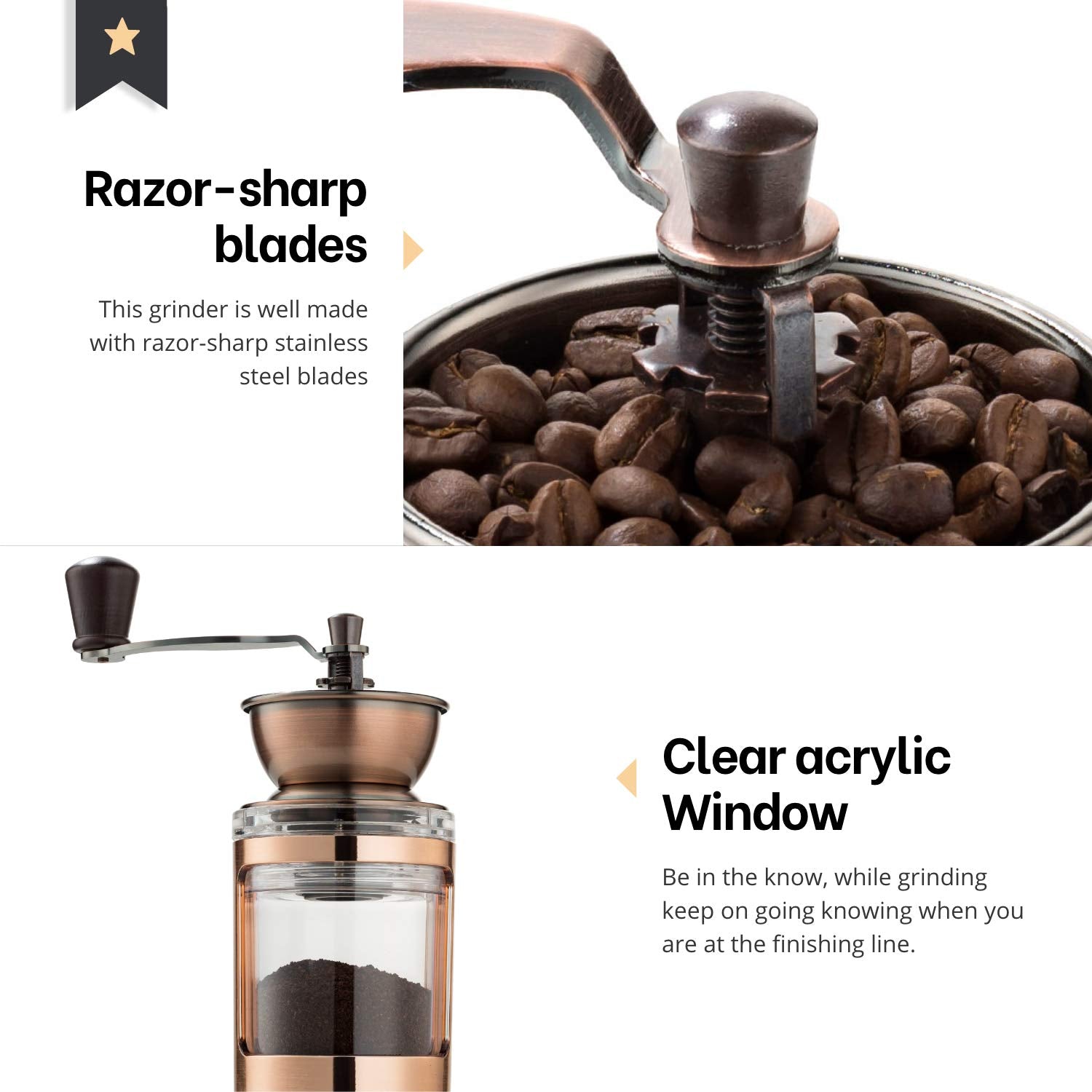 MITBAK molinillo manual portátil ergonómico, ideal para viajar y preparar café.