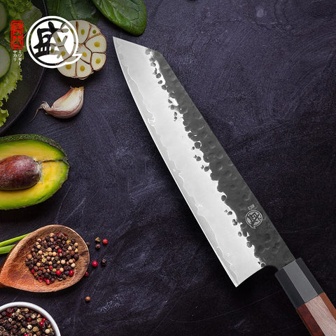 Acabado ultra fino Mitsumoto Sakari, superficie suave para deslizamiento de cuchillos.