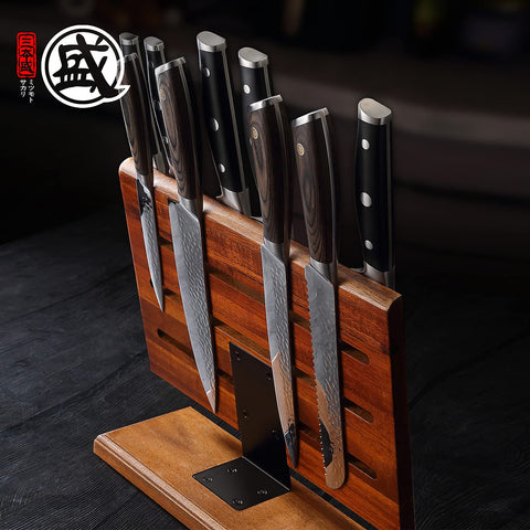 MITSUMOTO SAKARI bloque de acacia japonesa, imán potente para cuchillos.