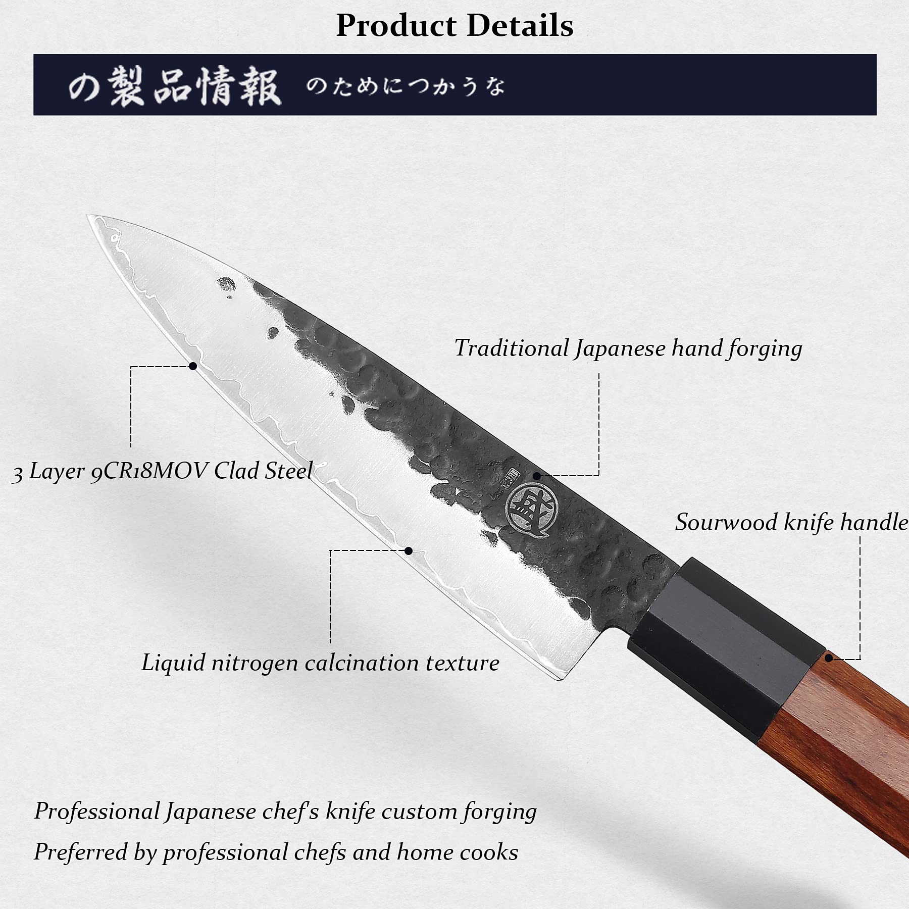 Mitsumoto Sakari, forjado a mano tradicional, estilo artesanal para cocina profesional.