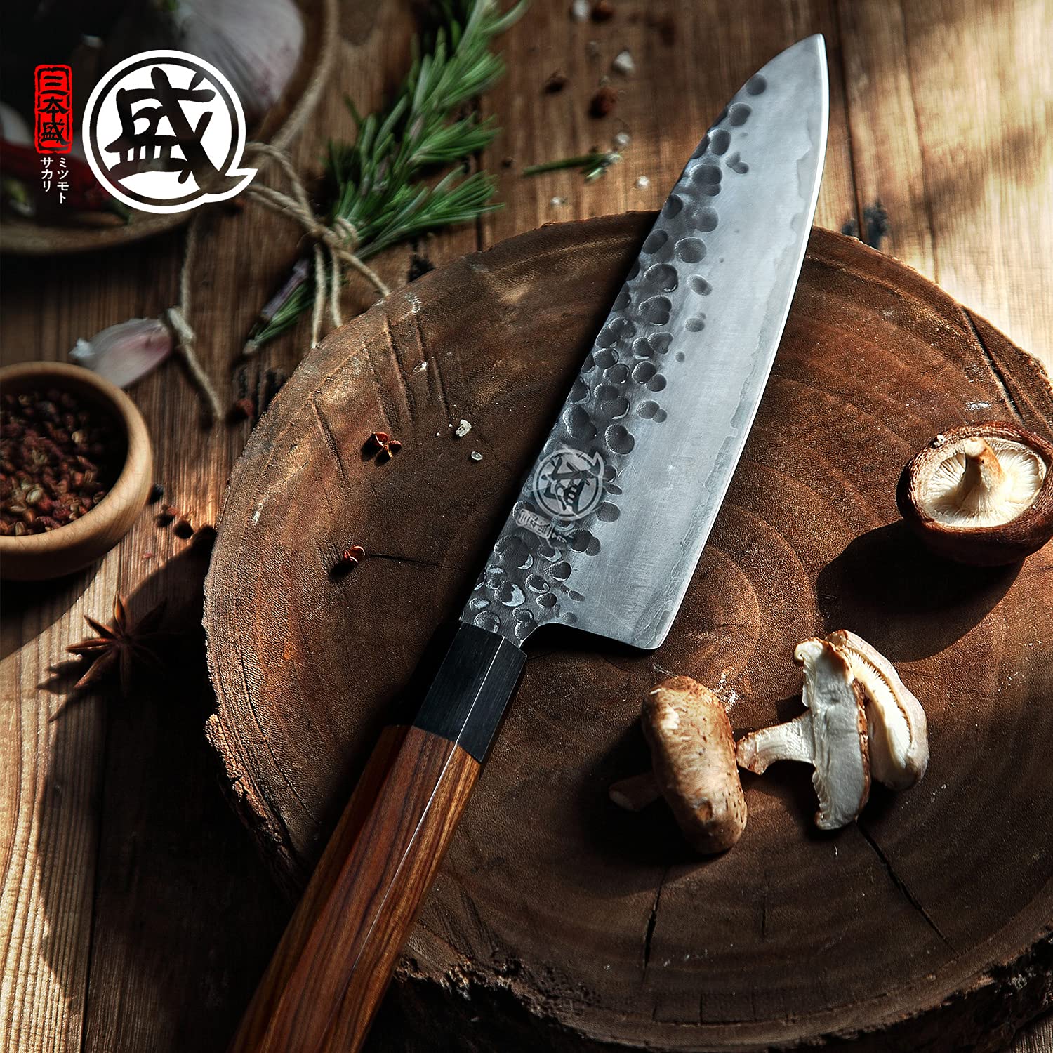 MITSUMOTO SAKARI Gyuto: forjado en tres capas y 9CR18MOV para durabilidad