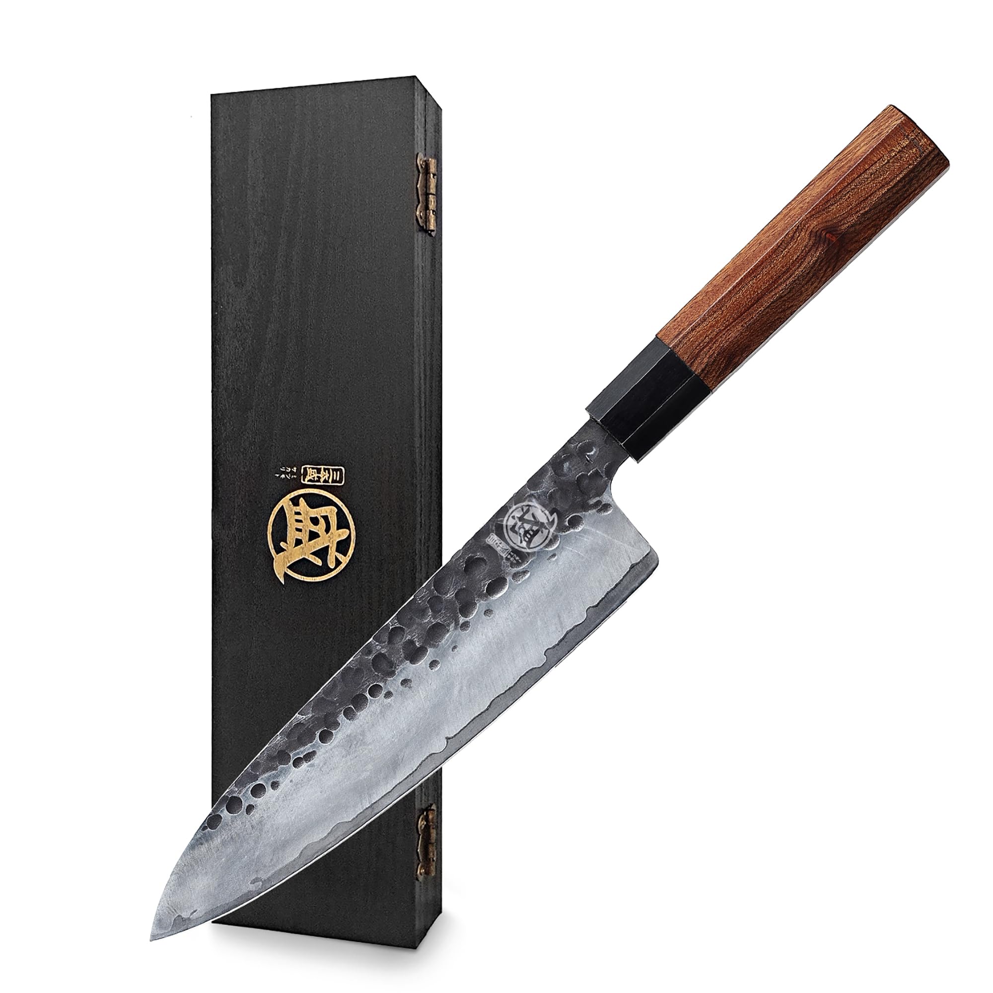 MITSUMOTO SAKARI Gyuto: hoja de 8 pulgadas con patrón de agua para cortes precisos
