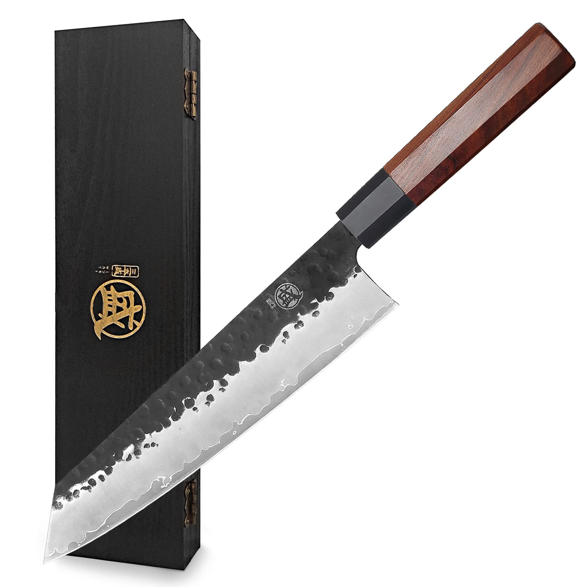 Kiritsuke Mitsumoto Sakari con hoja forjada para cortes precisos en cocina profesional.
