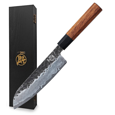 Cuchillo santoku MITSUMOTO SAKARI de 7 pulgadas con filo afilado para cortes precisos