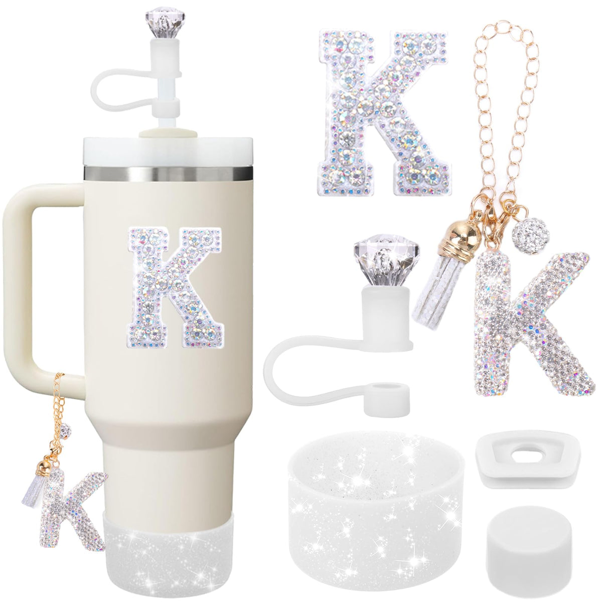 Accesorios Mity Rain con diamante monograma para identificar fácilmente tu Stanley.