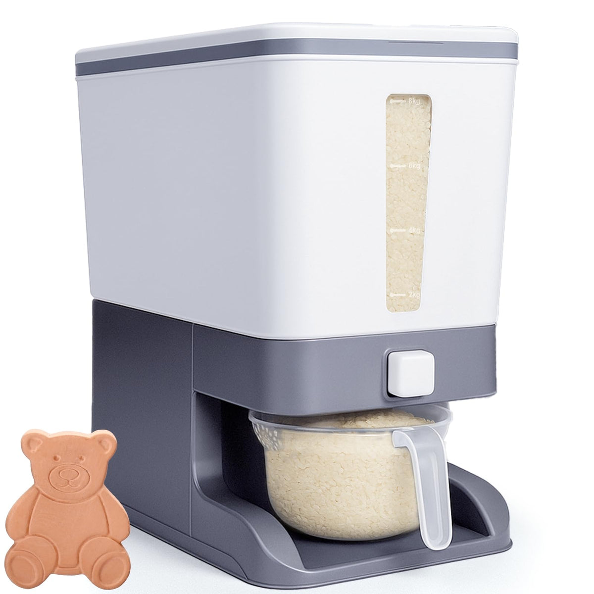 Mity rain dispensador-arroz-25-libras mantiene el arroz fresco gracias a la arcilla deshumidificante