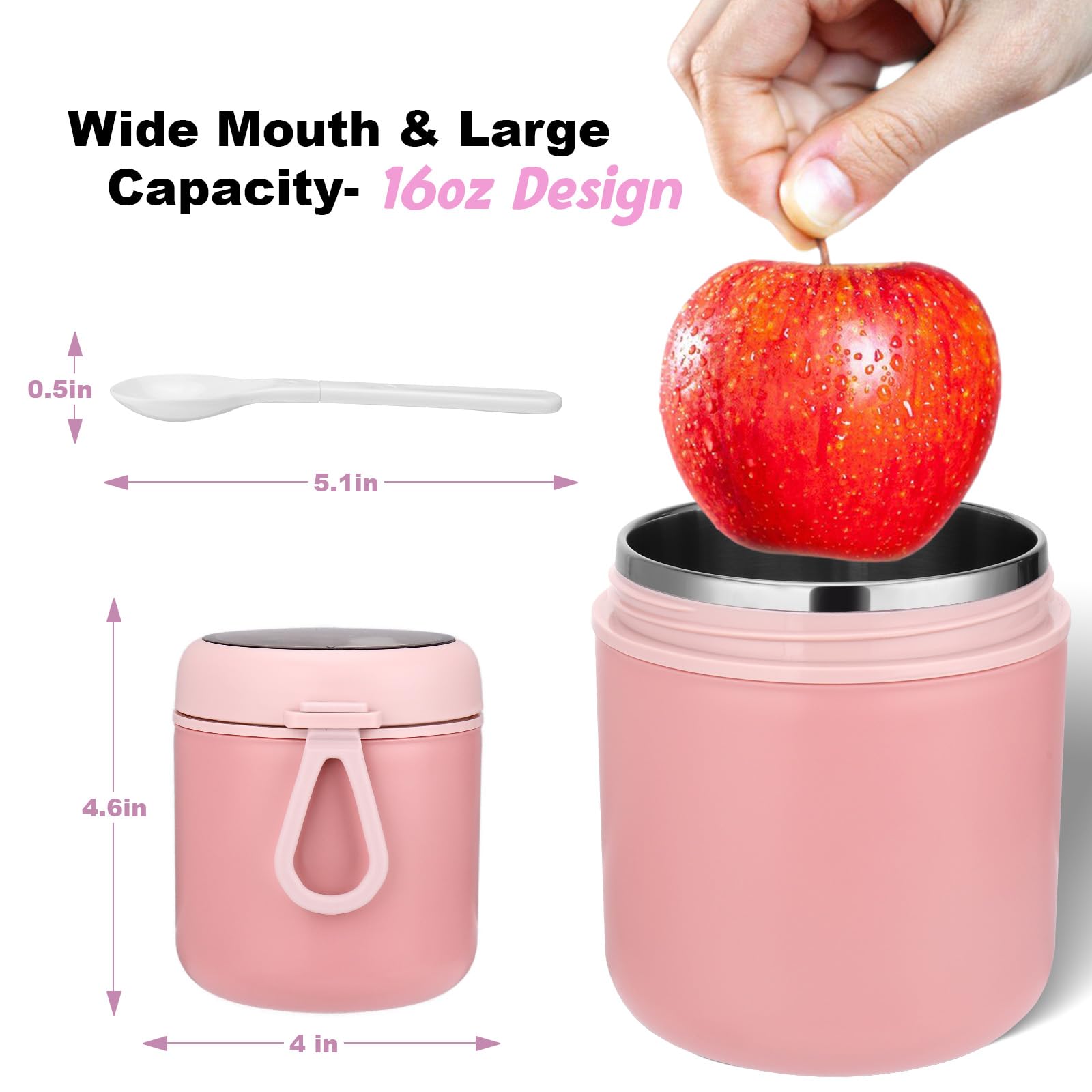 Mity Rain termo con cuchara plegable, práctica para comidas infantiles en movimiento