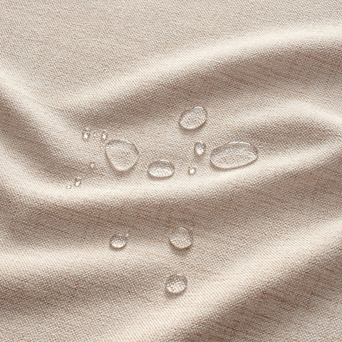 Detalle de textura de lino-poliéster MIULEE para un drapeado suave.