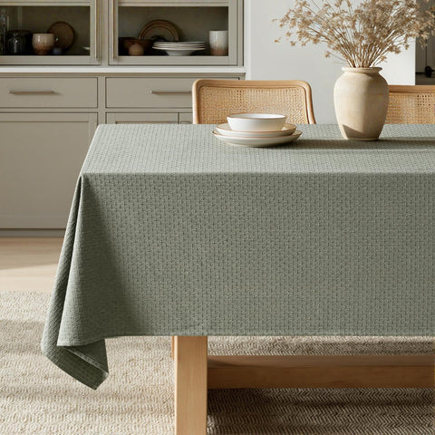 Mantel MIULEE verde oliva con textura cruz-estrellas para un aspecto elegante.