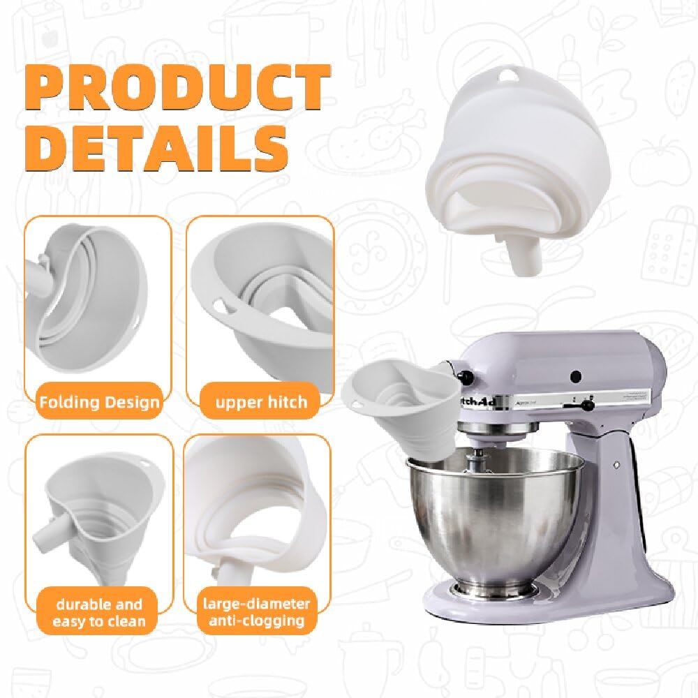 MIUXRZ embudo de silicona para KitchenAid KSM150, ajuste seguro durante el vertido.