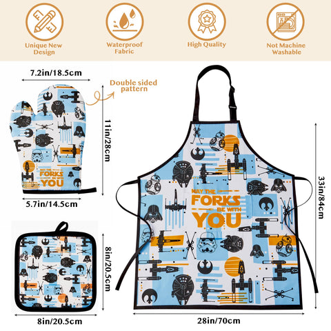Delantal y guante de horno de mivishhy, diseño estelar para mayor comodidad.