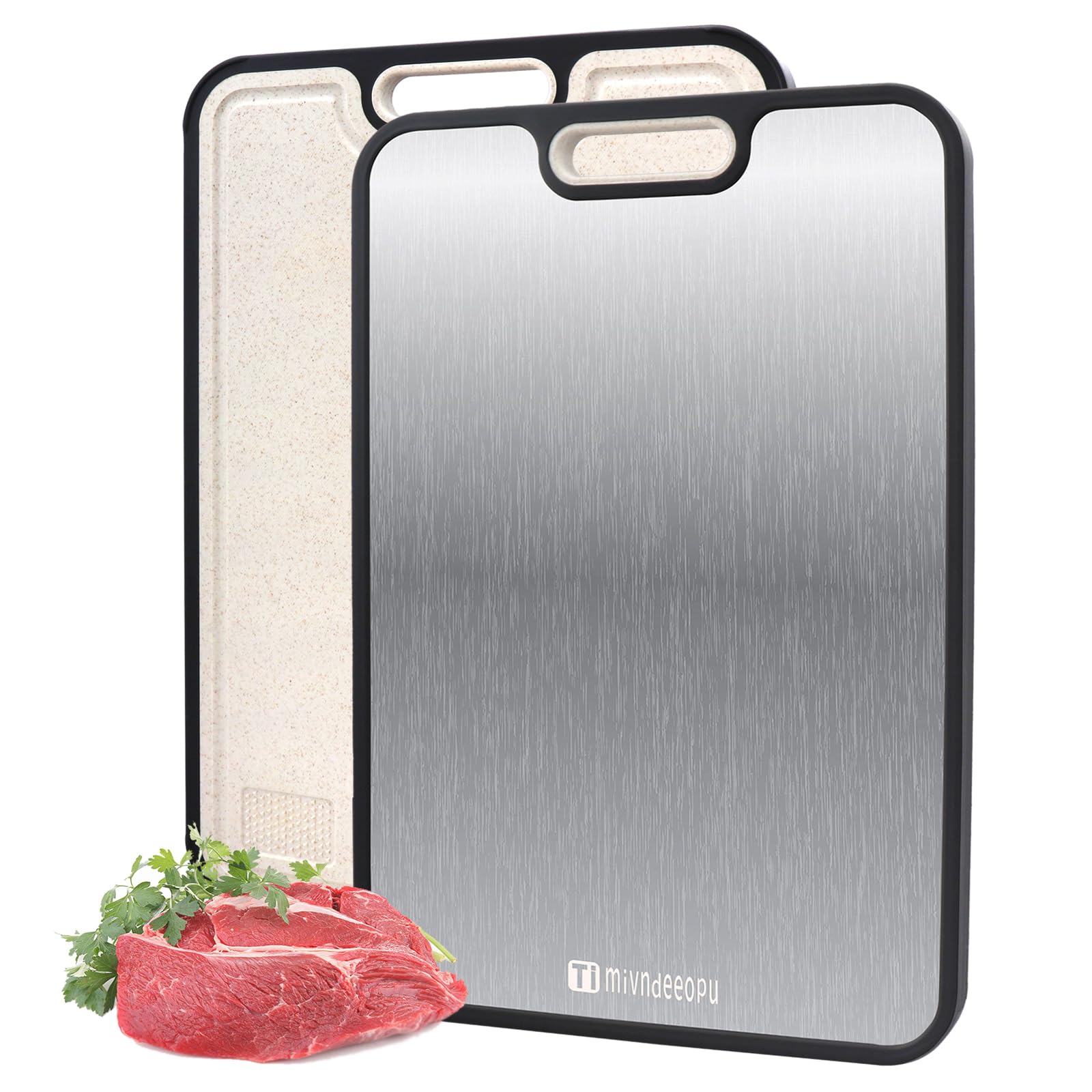 Tabla de corte mivndeeopu de titanio, doble cara, ideal para carnes y verduras.