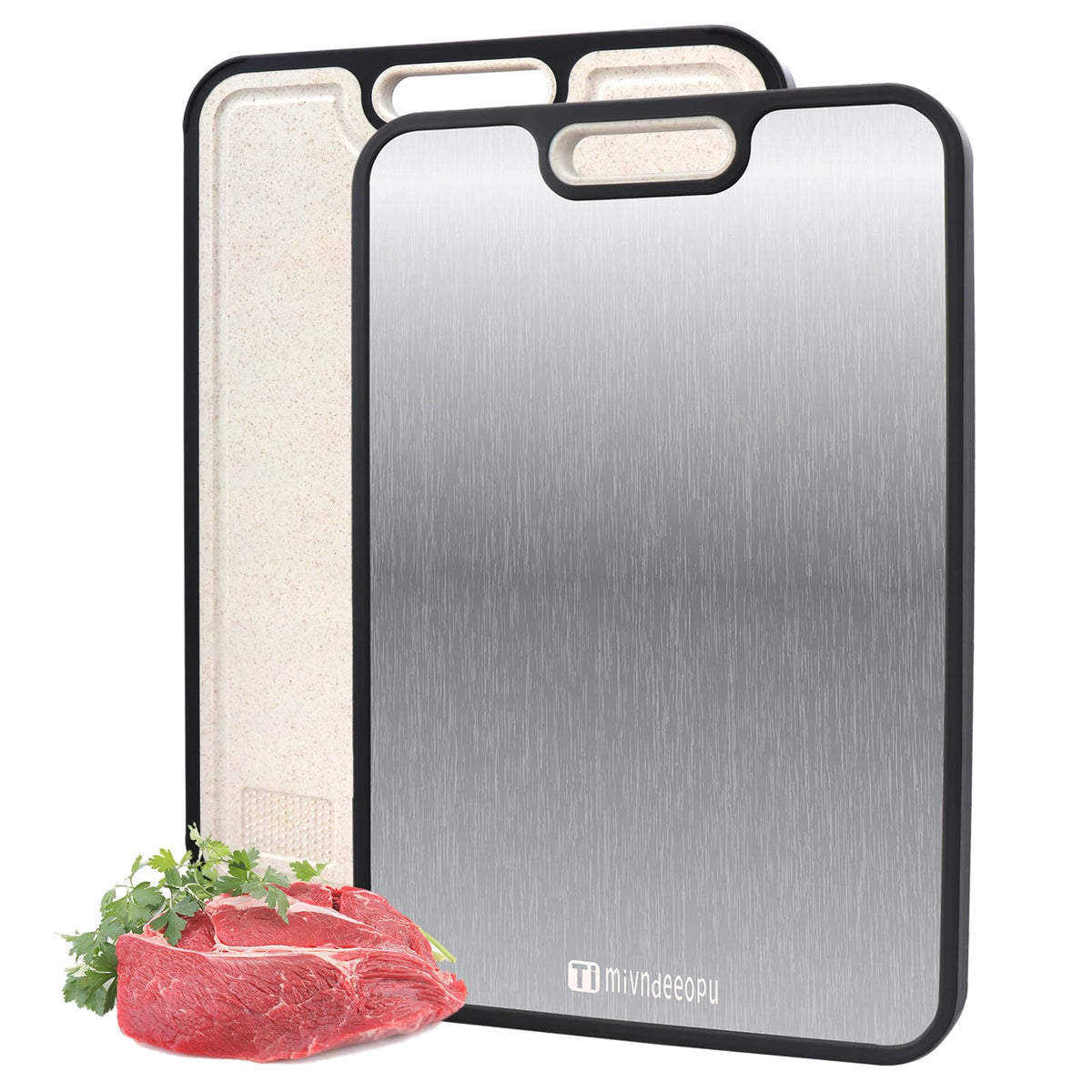 Tabla de corte mivndeeopu de titanio, doble cara, ideal para carnes y verduras.