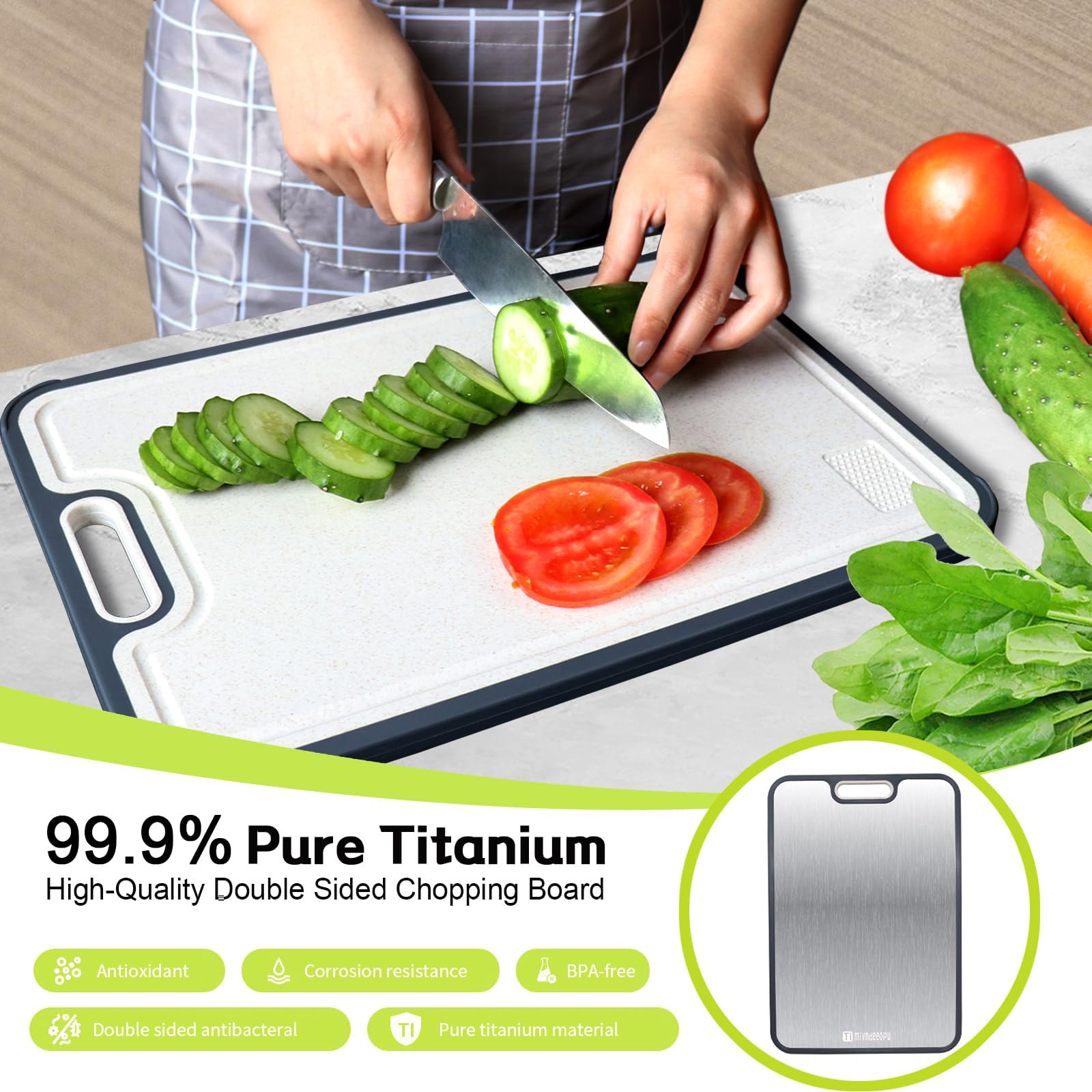 Tabla mivndeeopu con zona de jugo, mantiene líquidos controlados.