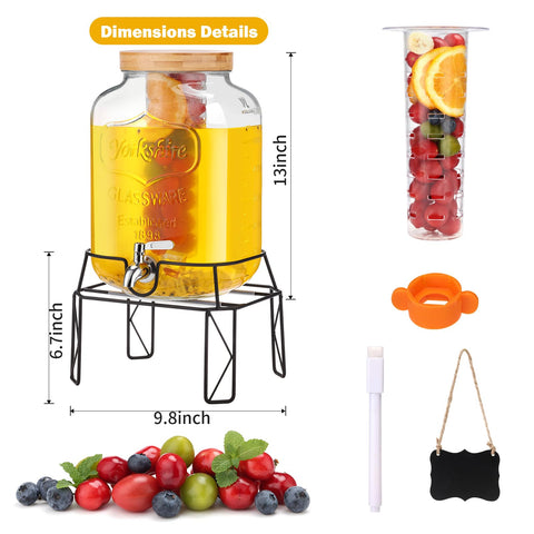 Dispensador MIWUYI con infusor de frutas para bebidas caseras.