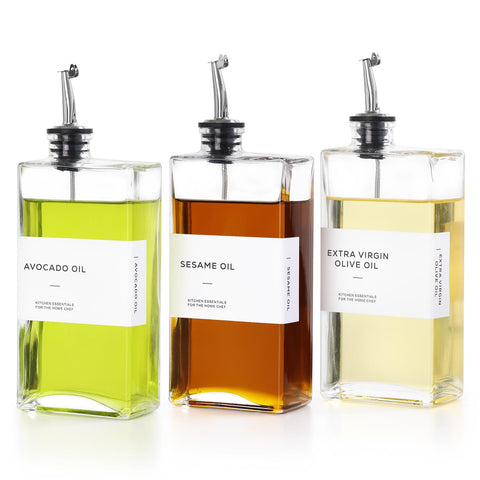 MIWUYI: dispensadores de aceite en vidrio, conjunto de tres para mesa de cocina