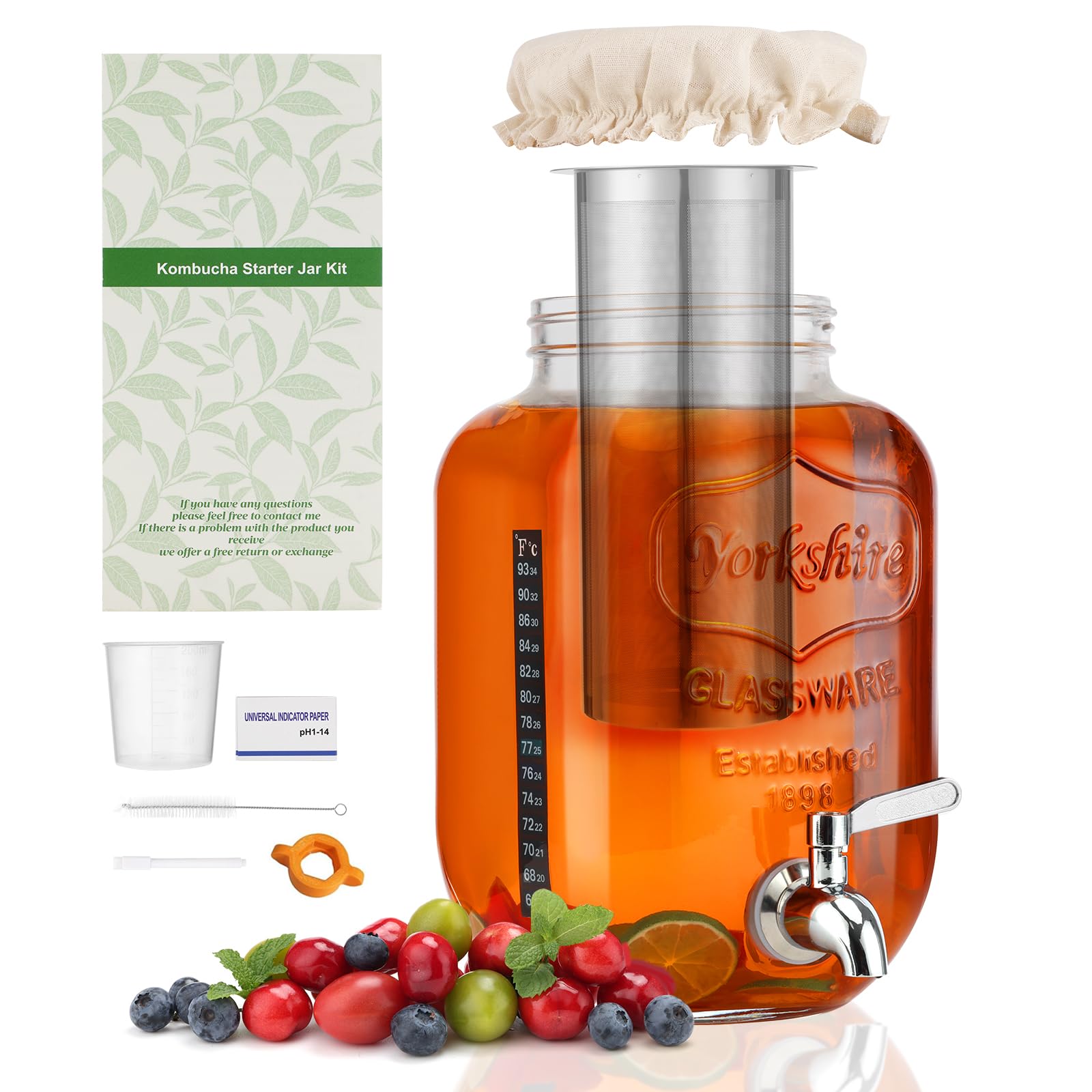 Jarra MIWUYI para kombucha de 1 galón con grifo, fermentación limpia