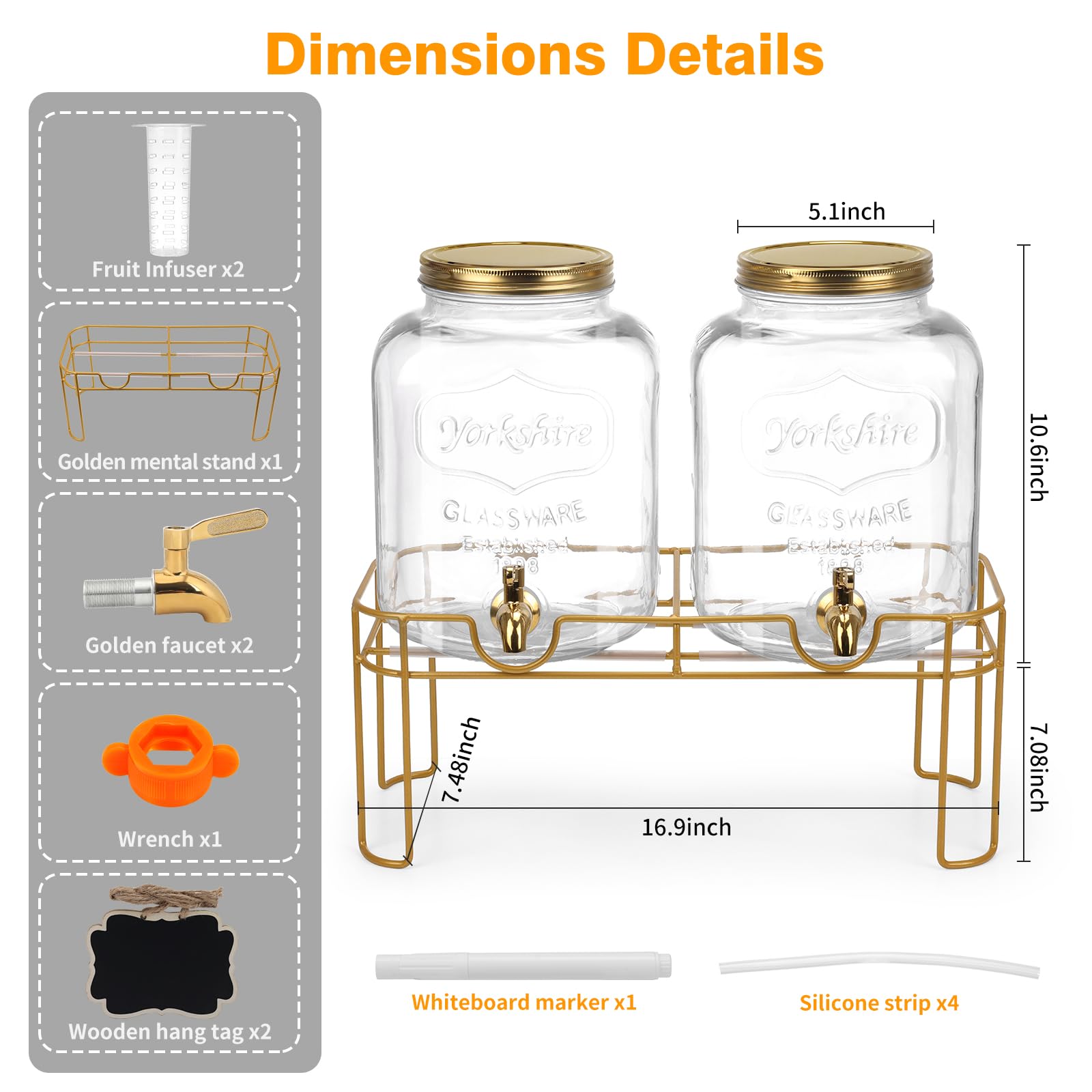 Soporte metálico dorado para dispensadores MIWUYI, proporcionando estabilidad durante eventos.