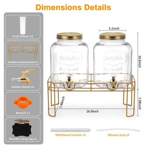 Soporte metálico dorado para dispensadores MIWUYI, proporcionando estabilidad durante eventos.