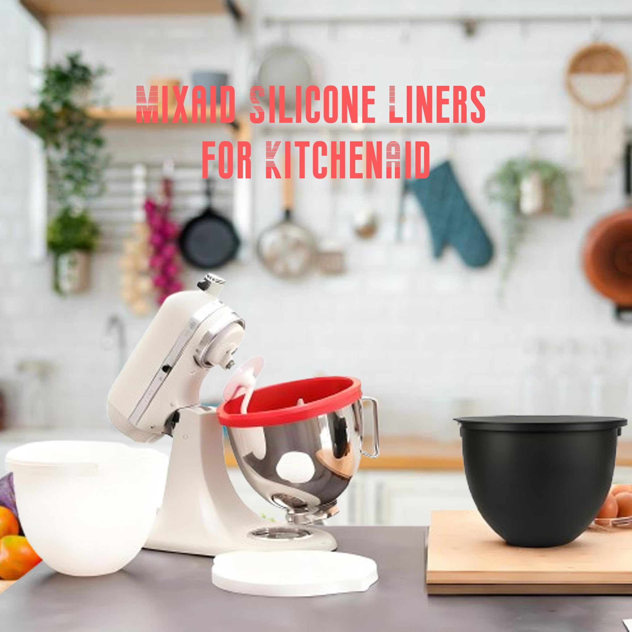 Tapas de silicona Mixaid para batidora 5qt, mantiene la mezcla y evita derrames.