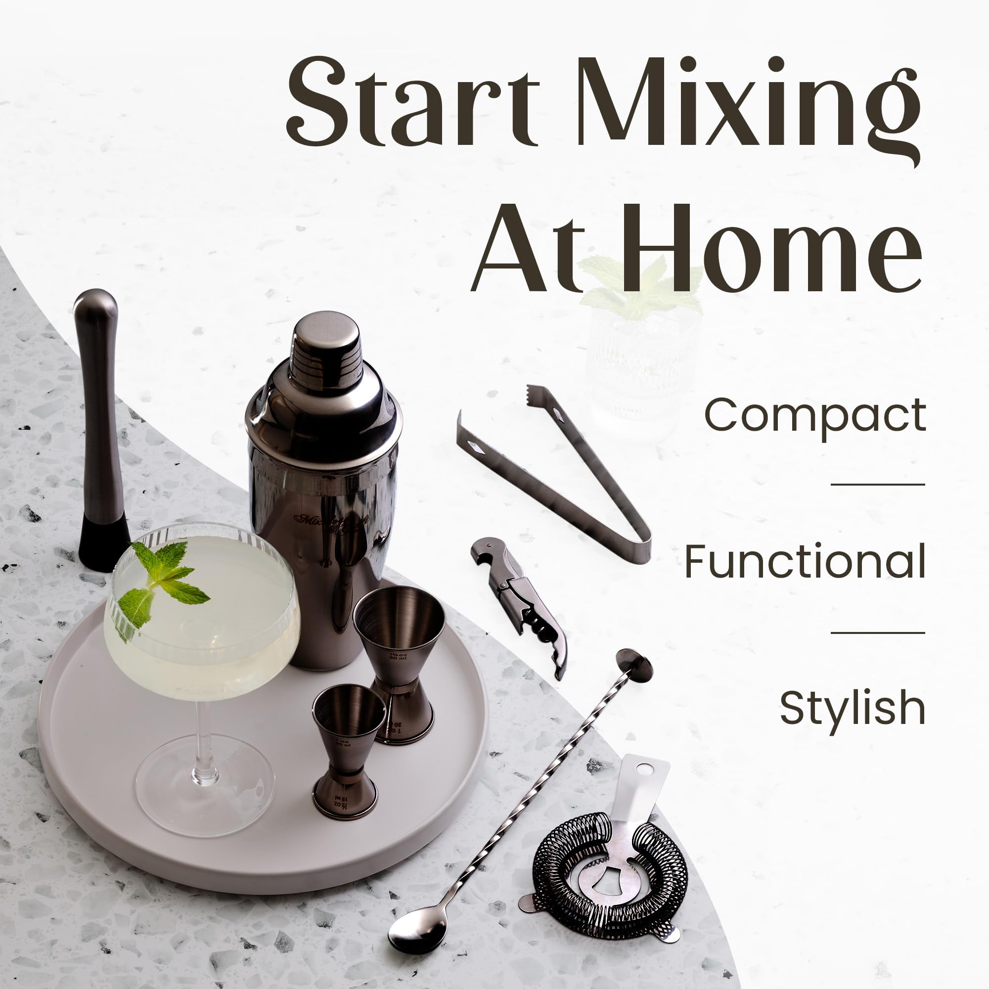 Colador Hawthorne de Mixology y Craft para filtrado limpio.