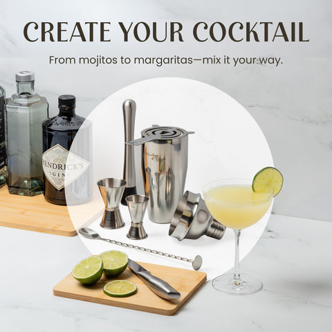 Mixology & Craft dosificadores dobles para medir cócteles con exactitud.