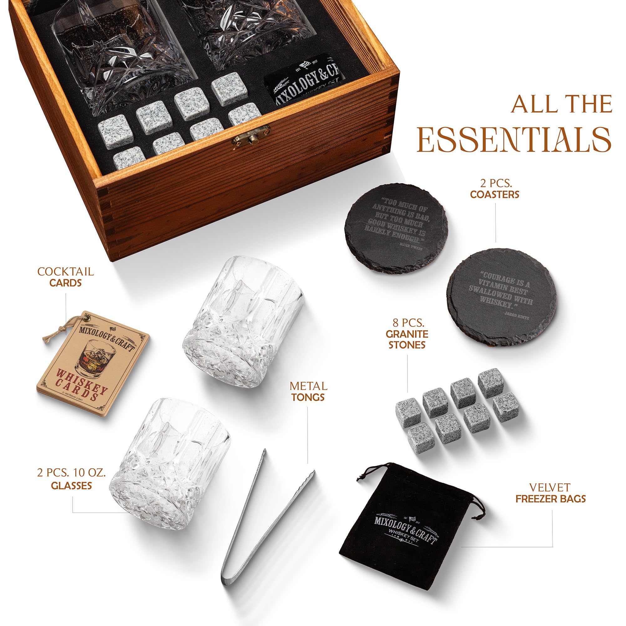 Piedras enfriamiento Mixology & Craft granito 8 piezas para sabor concentrado.