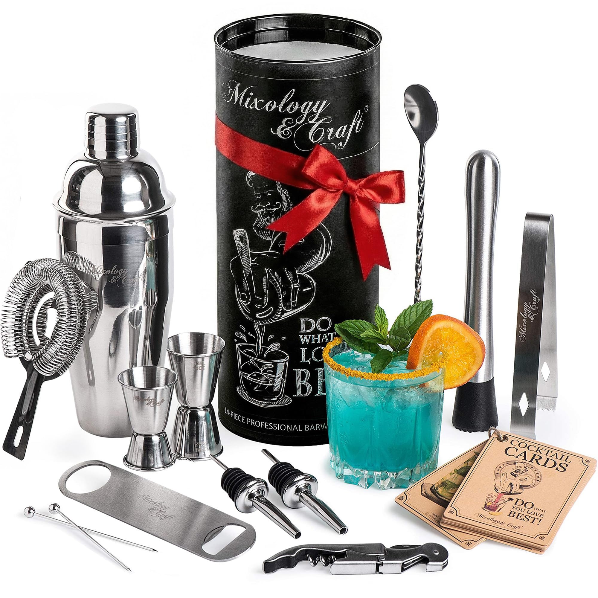 Mixology & Craft: conjunto de coctelería 16 piezas, visual completo para bar en casa.