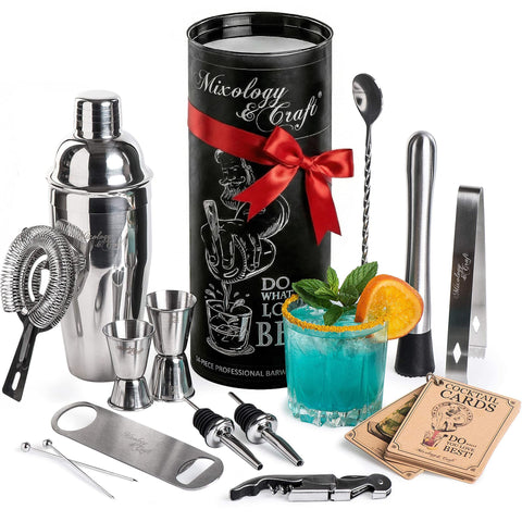 Mixology & Craft: conjunto de coctelería 16 piezas, visual completo para bar en casa.