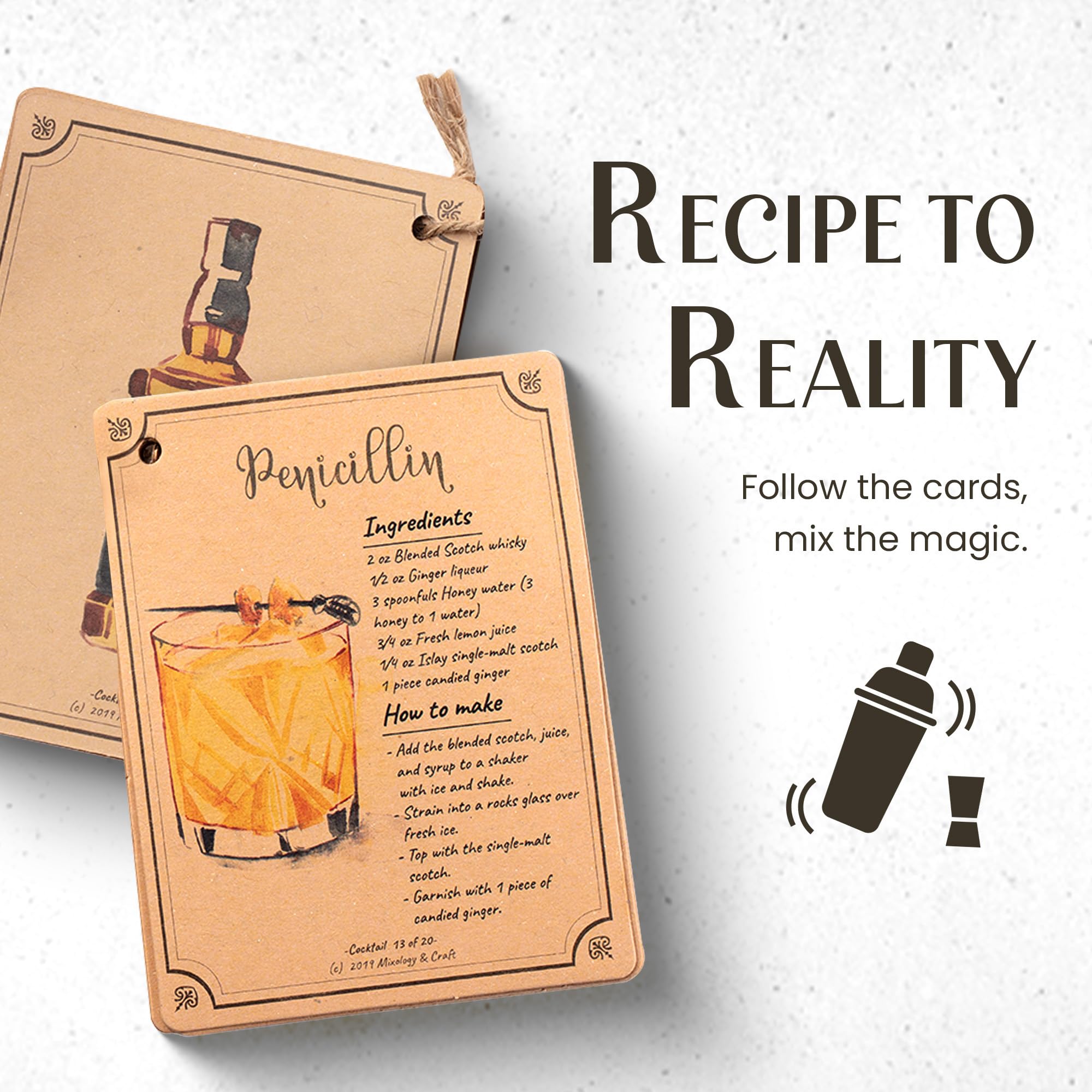 Tarjetas de recetas exclusivas Mixology y Craft para crear cócteles.