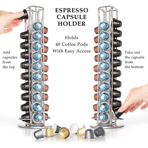 Acabado cromado brillante que complementa la máquina Nespresso.