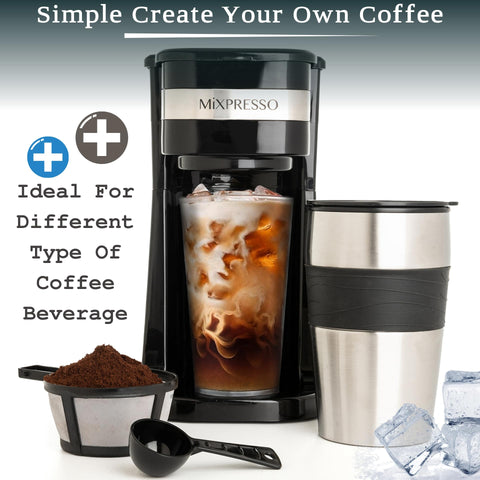 Mixpresso cafetera compacta en escritorio, ahorra espacio y funciona sin complicaciones.