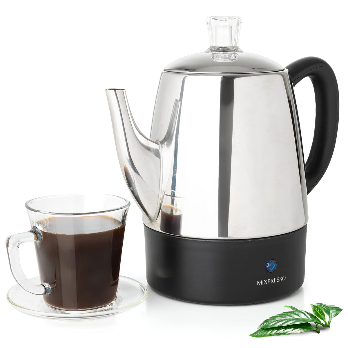 Mixpresso cafetera percoladora en acero inoxidable, ideal para 4 tazas y sabor intenso
