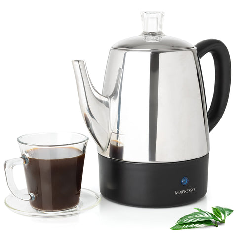 Mixpresso cafetera percoladora en acero inoxidable, ideal para 4 tazas y sabor intenso