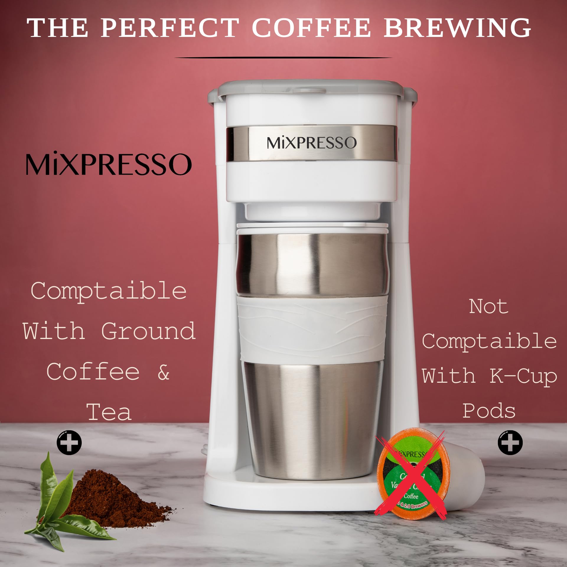 Mixpresso diseño compacto en encimera de oficina.