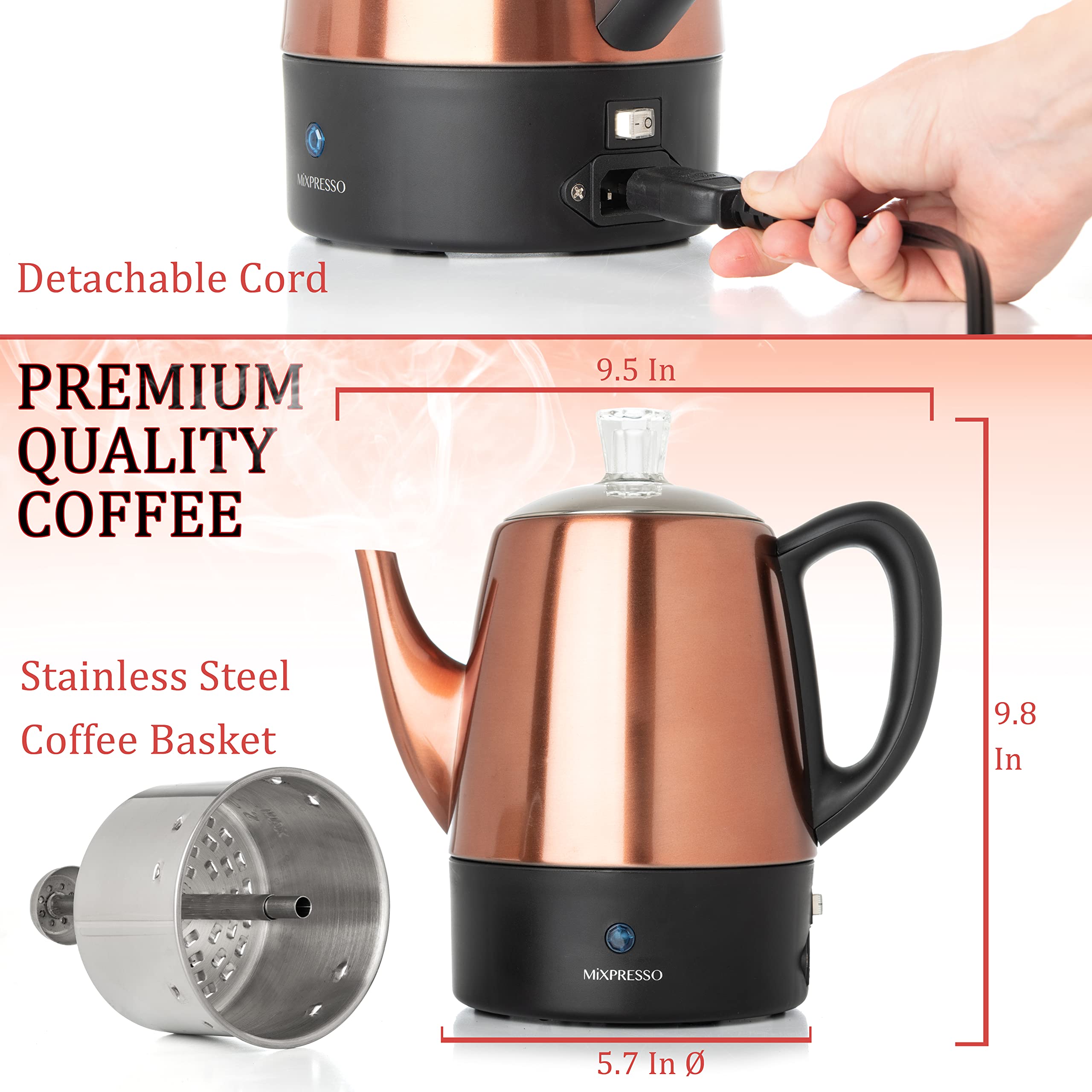 Mixpresso indicador de luz, señal de listo para servir café caliente.