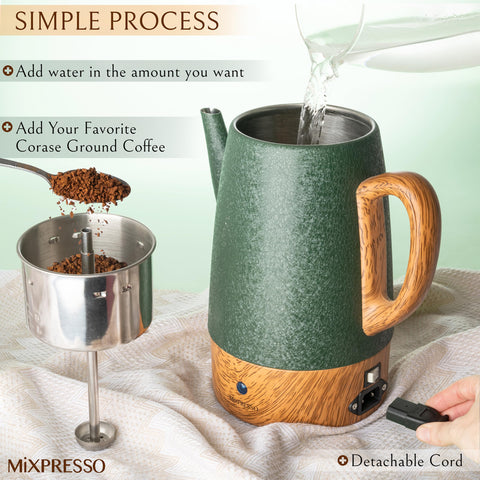 Mixpresso mango frío al tacto para verter con seguridad.