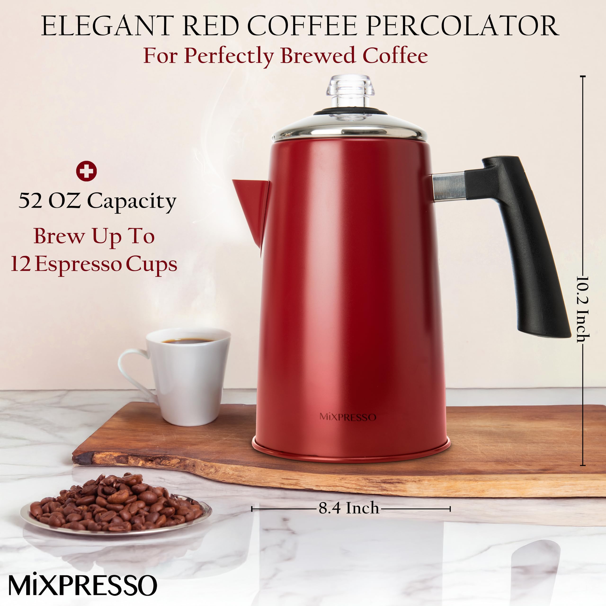 Mixpresso percolador cafe acabado inoxidable: duradero y resistente para camping