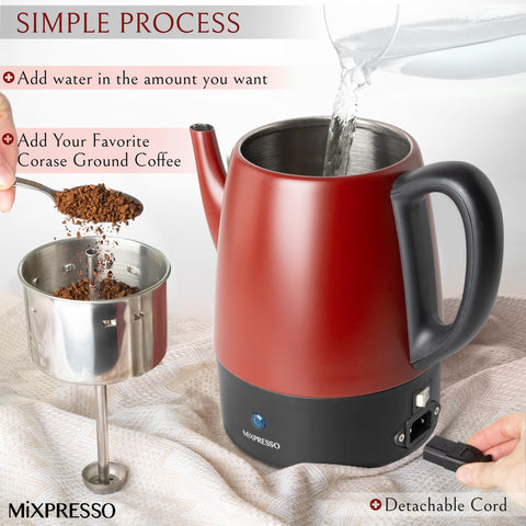 Mixpresso Percoladora 4 tazas, dimensiones compactas para cocinas pequeñas
