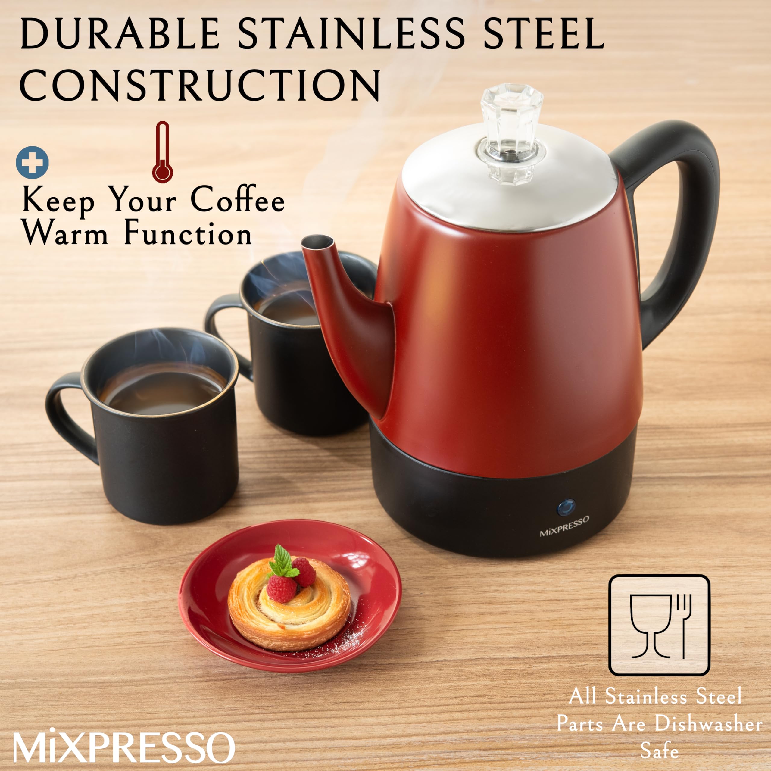 Mixpresso Percoladora 4 tazas, indicador luminoso para saber cuándo está lista