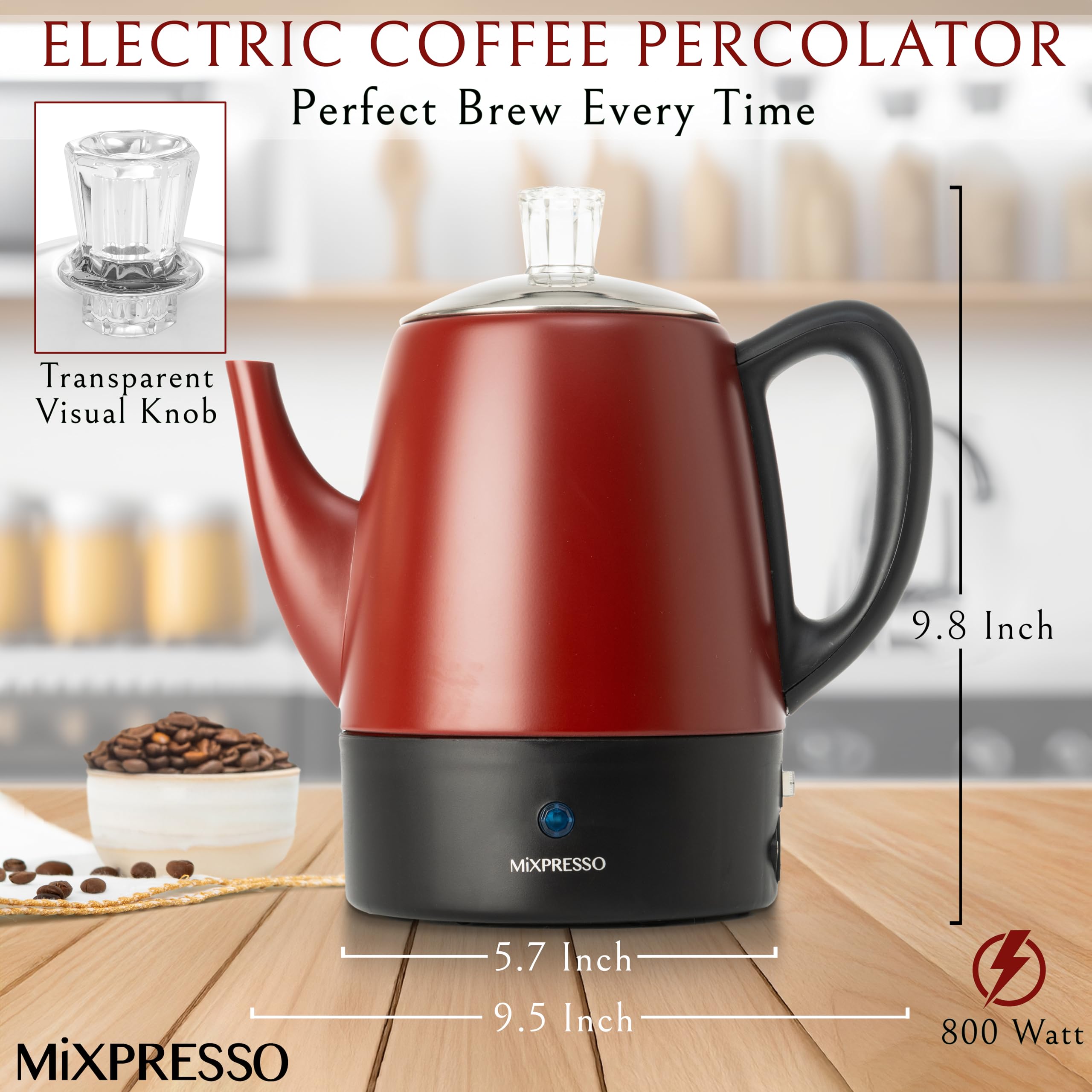 Mixpresso Percoladora 4 tazas, mango frío al tacto para verter con seguridad