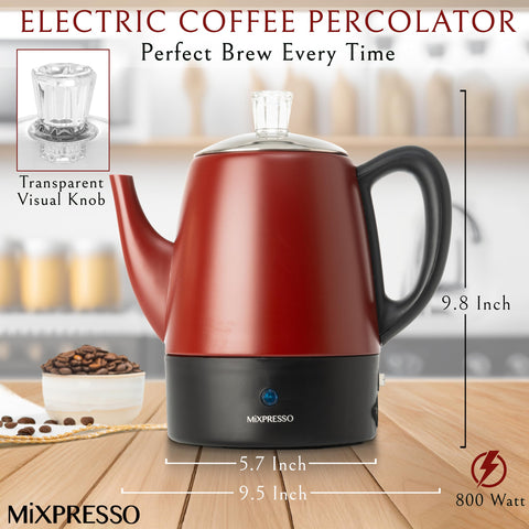 Mixpresso Percoladora 4 tazas, mango frío al tacto para verter con seguridad