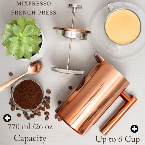 Acabado espejo e interior cepillado de Mixpresso, diseño elegante y fácil limpieza