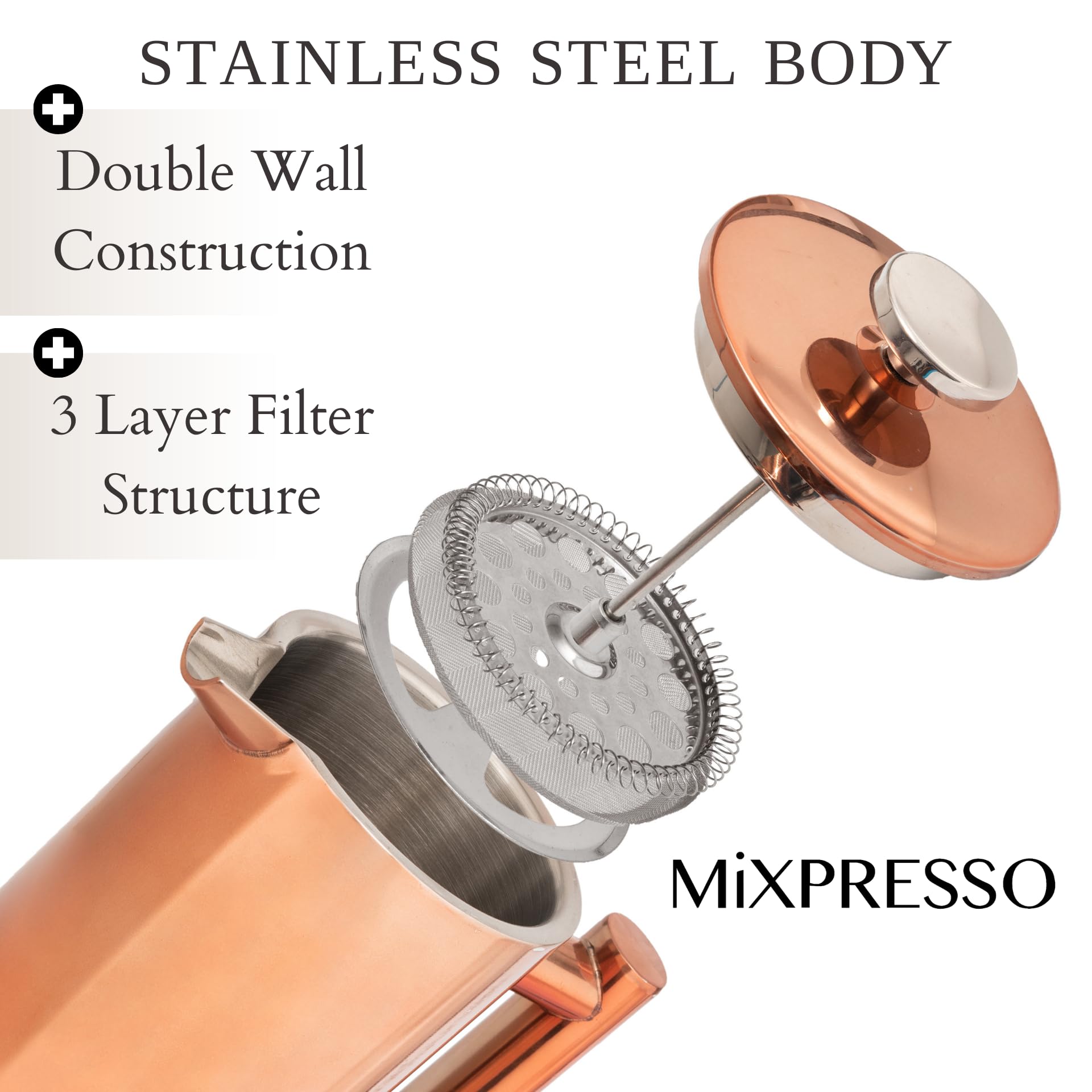 Filtro de tres capas Mixpresso, captura posos para café limpio