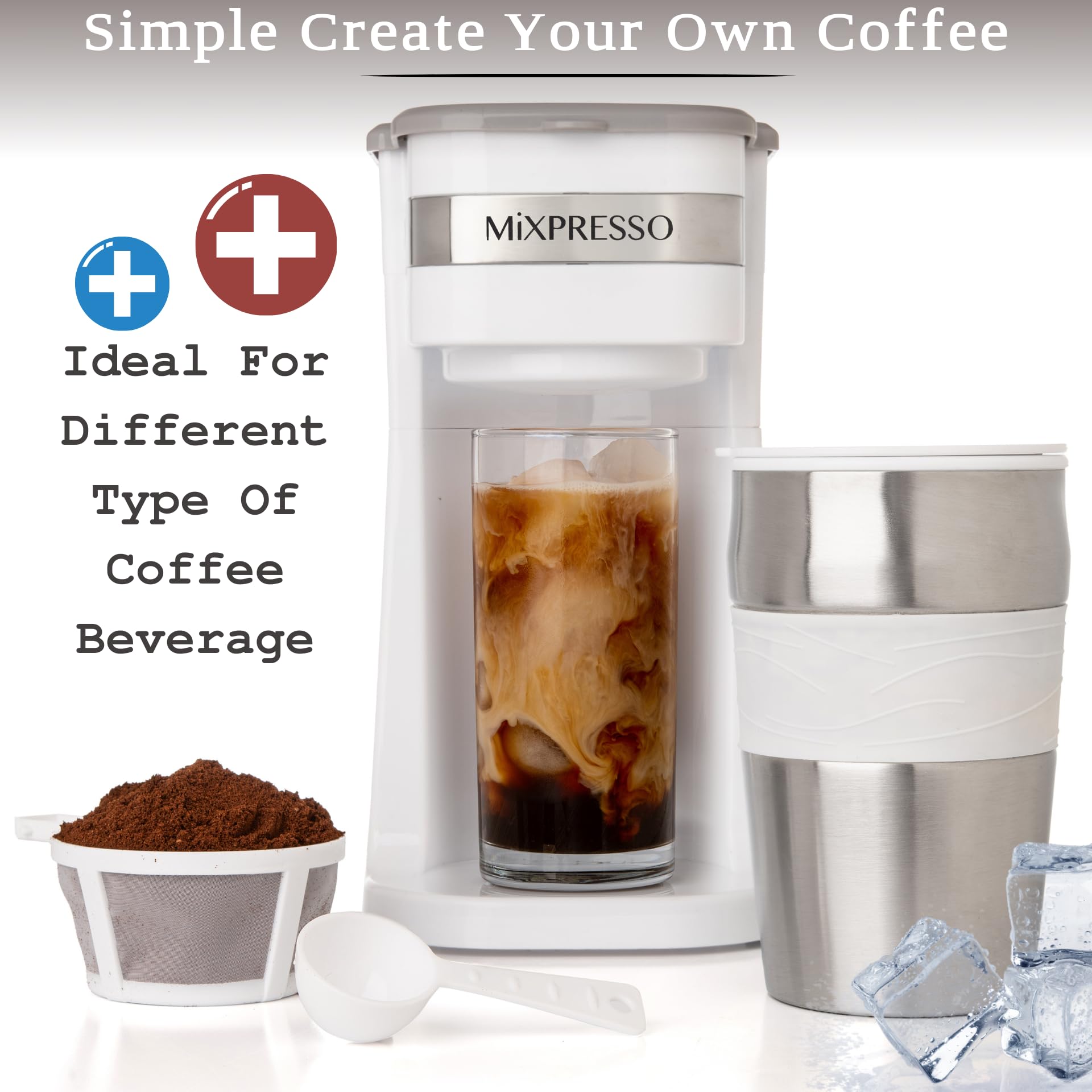 Mixpresso taza de viaje de 14 oz, ideal para viajes y coches.