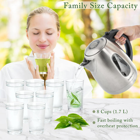 Capacidad de 1,7 litros para varias tazas.