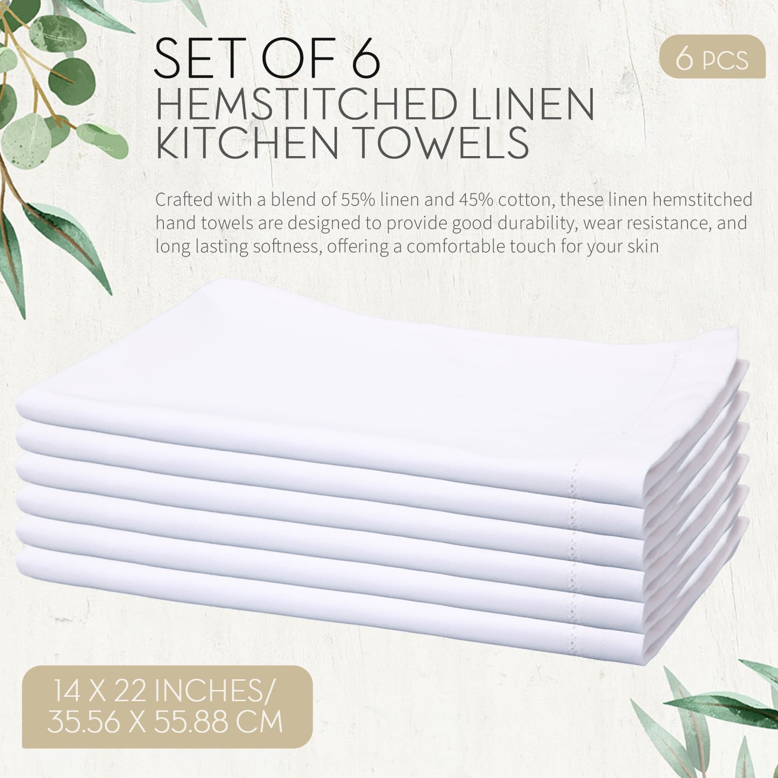 Mixweer toallas lino algodón 14x22 blanco, absorbentes para cocina y baño