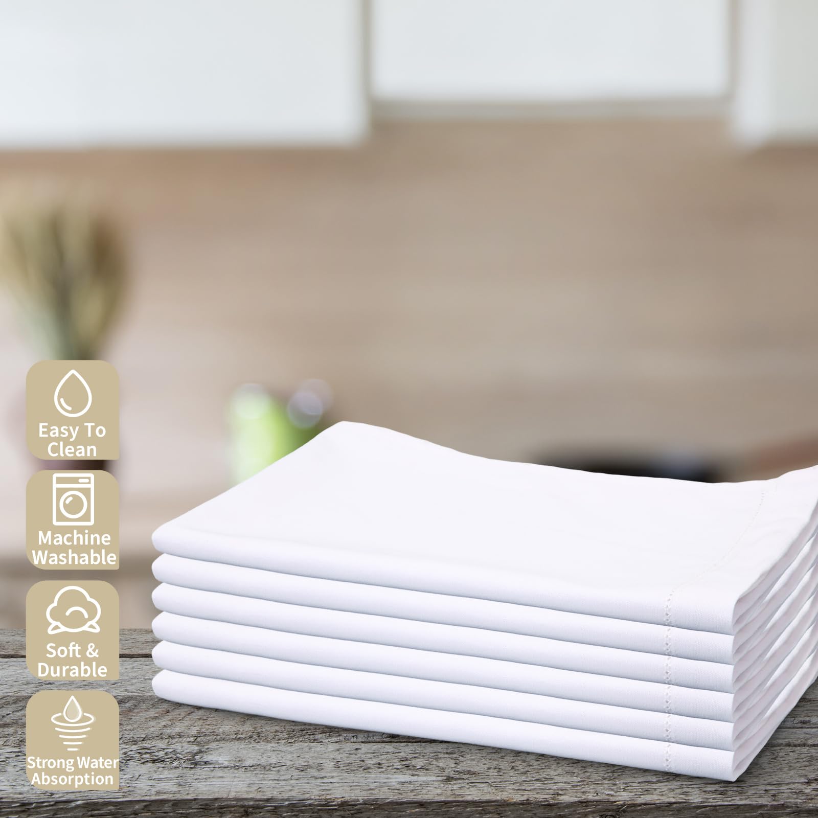 Mixweer toallas lino algodón 14x22 blanco, duraderas para uso diario en casa